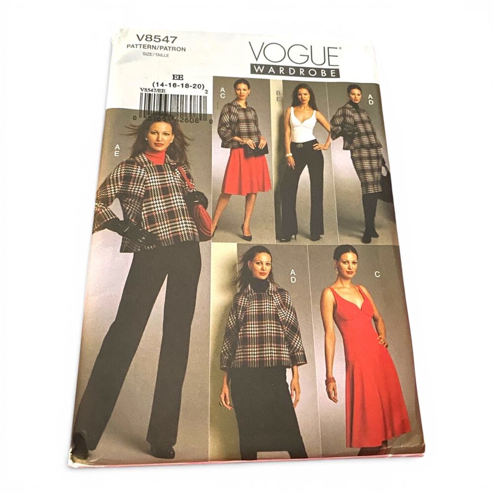 Vogue V8547 Miss Wardrobe Pattern Size 14-20 OOP FF UC Jacket Dress Skirt Pants